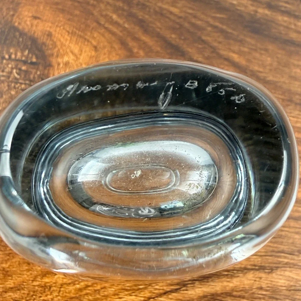 Strombergshyttan Swedish Crystal Vase Signed Mid Century Modern Vintage